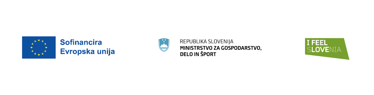 Sofinancira Evropska unija, Republika Slovenija, Ministrstvo za gospodarstvo, delo in šport, I FEEL SLOVENIA.