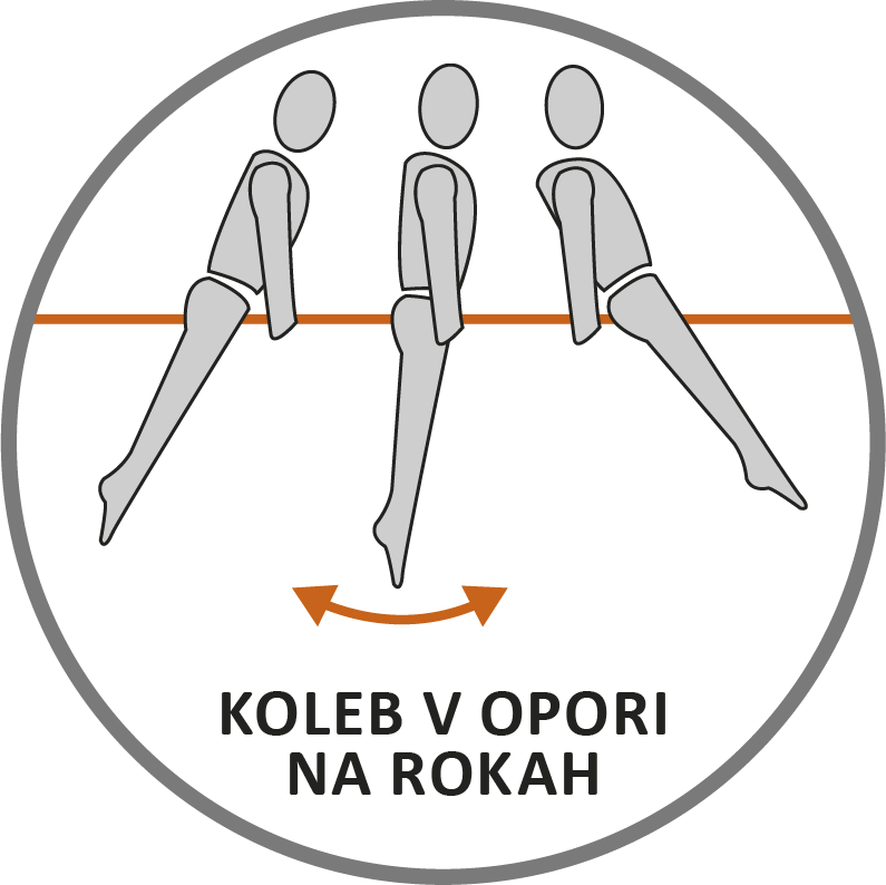 Koleb v opori na rokah