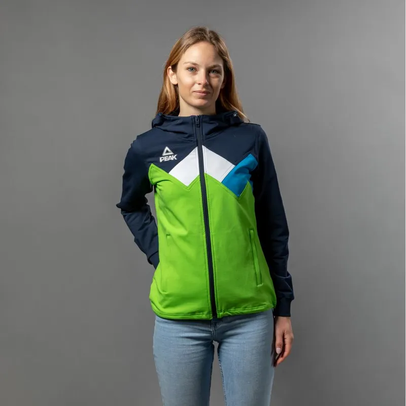 Ženska jopa Peak SLW-33 v zeleni barvi, 70.88% bombaž, 22.04% poliester ter 7,08% elastan